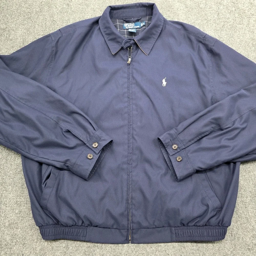 Vintage Polo Ralph Lauren Harrington Biswing Jacket Mens XL Navy Blue Lined Y2K